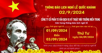 THÔNG BÁO LỊCH NGHỈ LỄ QUỐC KHÁNH 02/9/2024